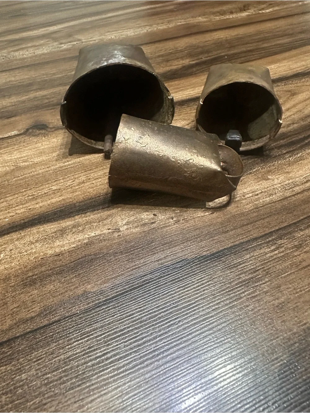 Decorative Metallic Cowbells - Set of 3, Bronze Finish